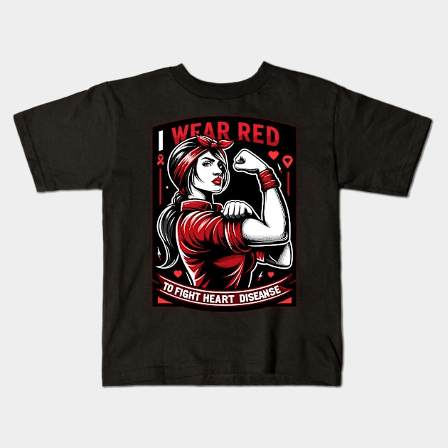 Empowerment in Red - Fighting Heart Disease Awareness Kids T-Shirt by WEARWORLD